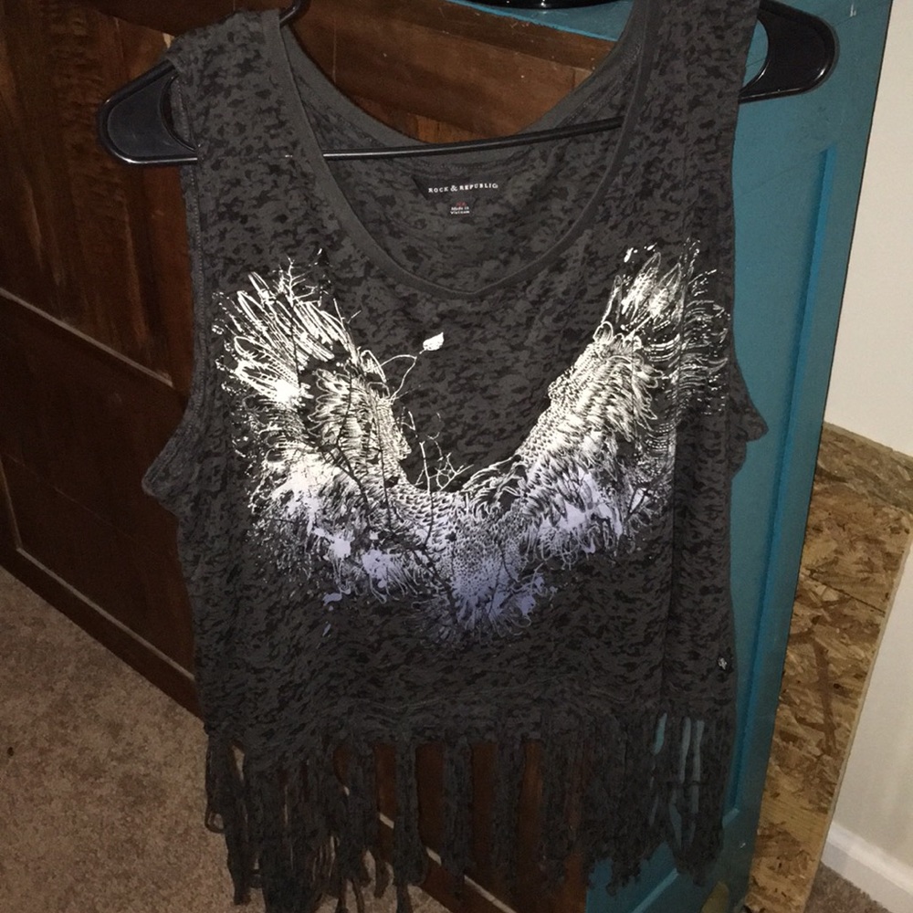 Rock & Republic XL Eagle Print Fringe